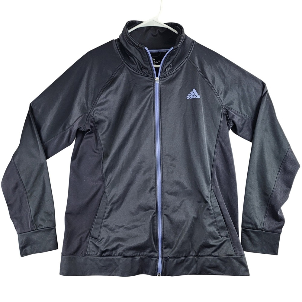 Adidas Climalite Full Zip Track Jacket Mens XL Black Purple Athletic Sporty